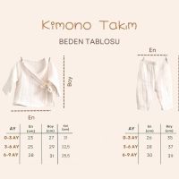 Müslin Bebek Takımı Kimono Takım %100 Organik Pamuklu | Ekru