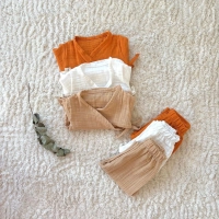 Müslin Bebek Takımı Kimono Takım %100 Organik Pamuklu | Ekru