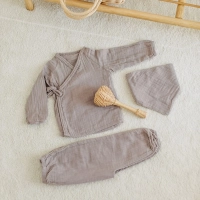 Müslin Üçlü Takım %100 Pamuk | Kahve