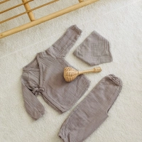 Müslin Üçlü Takım %100 Pamuk | Kahve