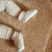 Pamuklu Kaşkorse Bebek Patik Çorap | Ekru