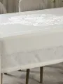 Krem Pano Desen İşlemeli Masa Örtüsü