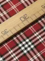 Beyaz Çizgili Kırmızı Ekose Gabardin