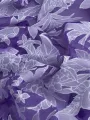 Lila Beyaz Çiçekli İpeker Yakma Kumaş