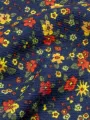 Lacivert Çiçek Desenli Pazen Kumaş