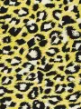 Sarı Leopar Desenli Viskon Empirme Kumaş