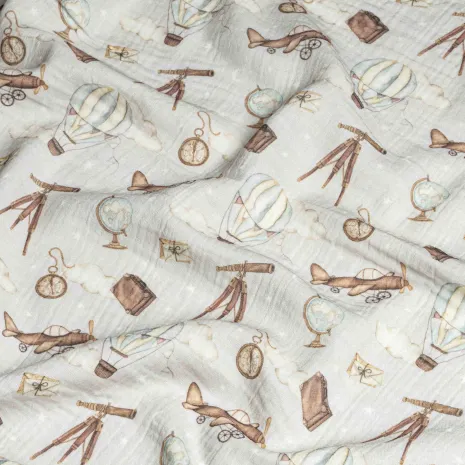 Keşif Desenli Bebek Müslin