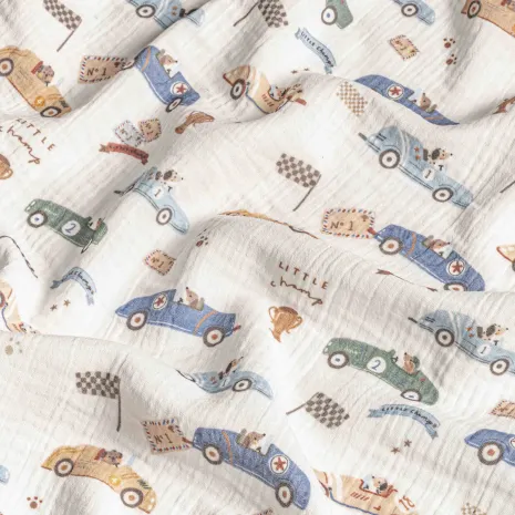 Yarış Arabası Desenli Bebek Müslin