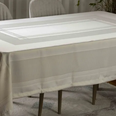 Krem Pano Desen Masa Örtüsü