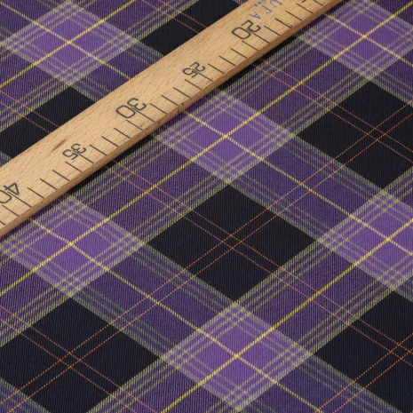 Mor-Siyah Çizgili Ekose Gabardin