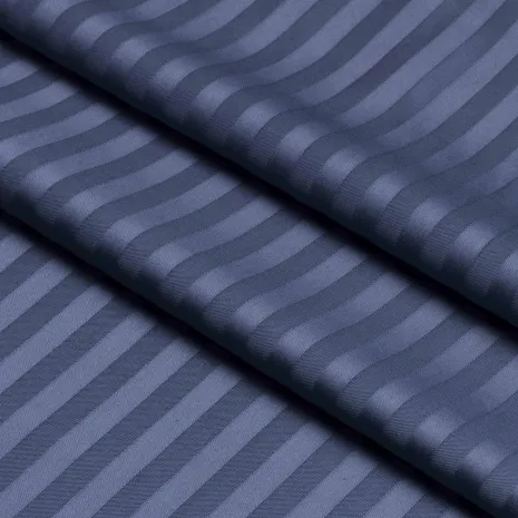 İndigo Çizgili Pamuk Saten