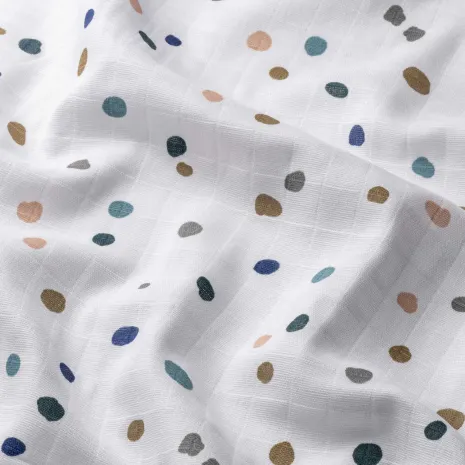 Tek Kat Renkli Puantiye Desenli Müslin