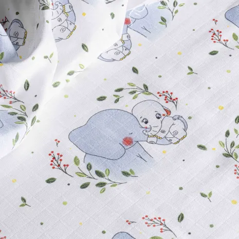 Tek Kat Mavi Fil Desenli Müslin