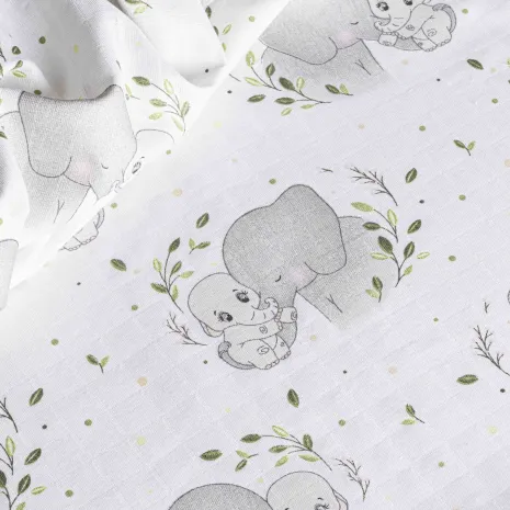 Tek Kat Gri Fil Desenli Müslin