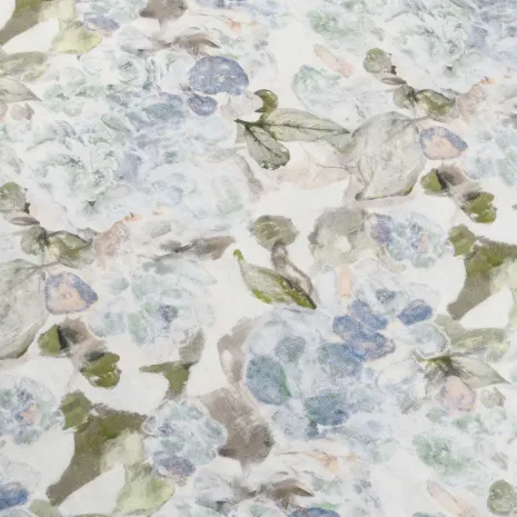 Mavi Çiçekli Batik Desen Keten