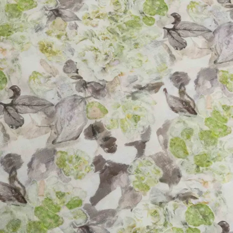Yeşil Çiçekli Batik Desen Keten