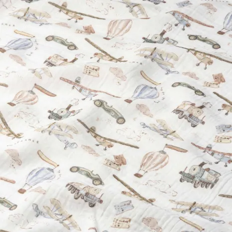 Uçak ve Araba Desenli Bebek Müslin