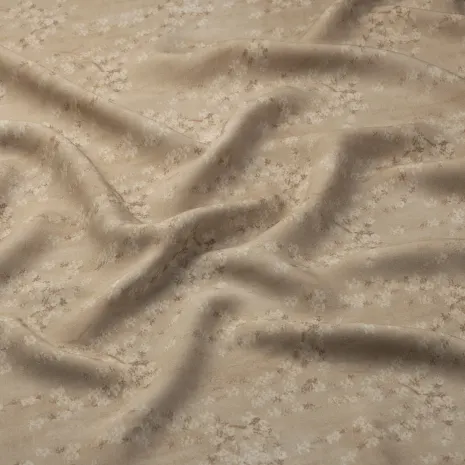 Bej Çıtır Çiçek Desen İpek Viskon