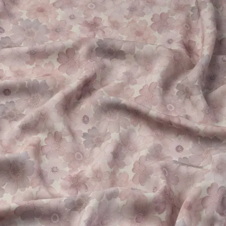 Pembe Çiçek Desen İpek Viskon