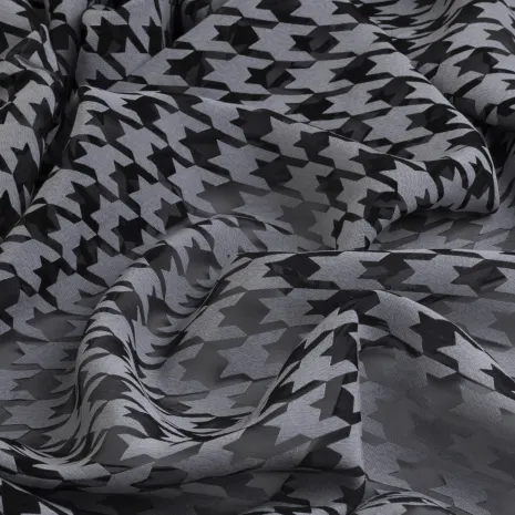 Siyah Gri Desenli İpeker Yakma Kumaş