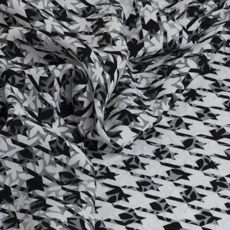 Gri Tonlu Geometrik Desenli İpeker Yakma Kumaş