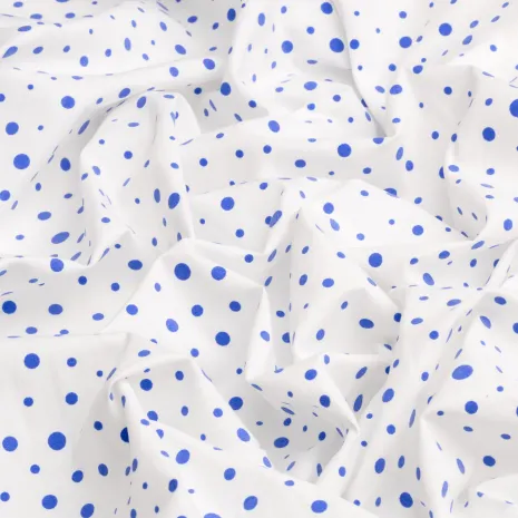 Saks Mavisi Üzerine Beyaz Puantiyeli Desen Yakma Fisto Kumaş
