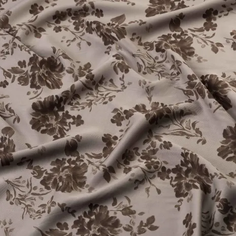 Bej Kahve Çiçekli Kaşmir Viskon