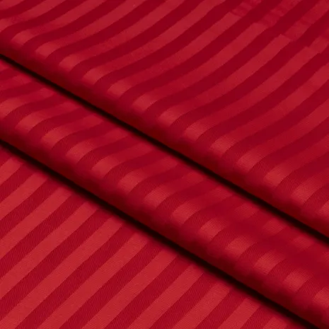 Kırmızı Çizgili Pamuk Saten
