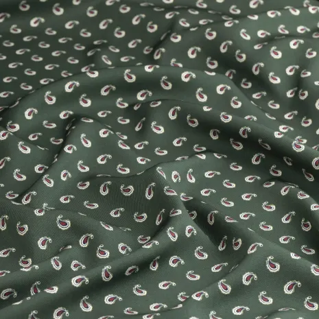 Yeşil Şal Desen Viskon Empirme Kumaş