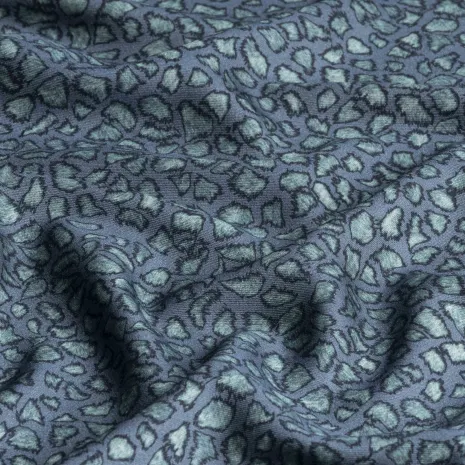 Mavi-Yeşil Leopar Desen Kaşmir Viskon