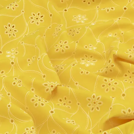 Canlı Sarı Desenli Yakma Fisto Kumaş