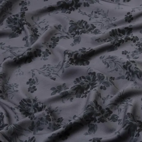 Gri Çiçekli Kaşmir Viskon