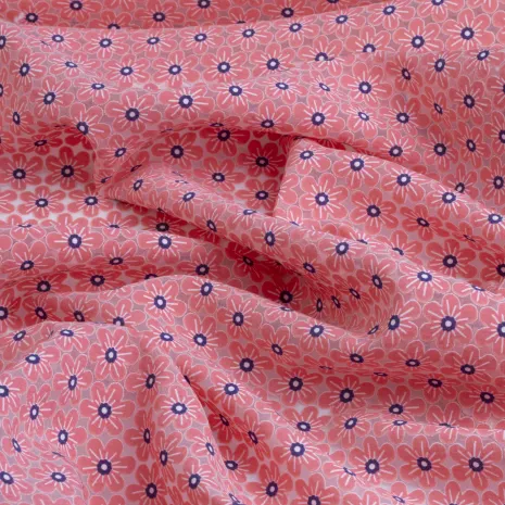 İpeker Yakma Kumaş – Pembe Lacivert Çiçek Desenli