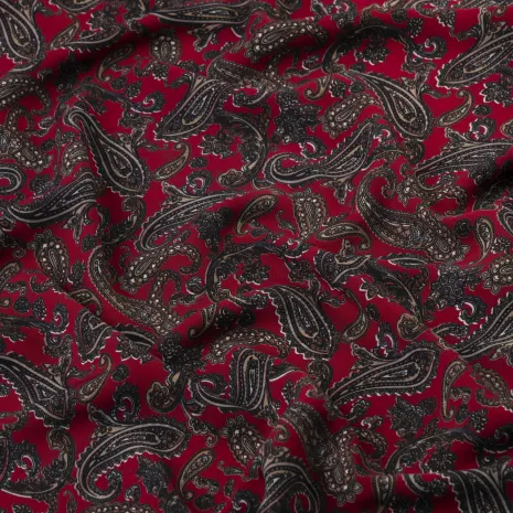 Kırmızı Şal Desen Kaşmir Viskon