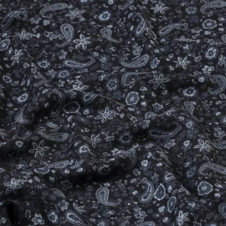 Koyu Lacivert Şal Desenli Kaşmir Viskon