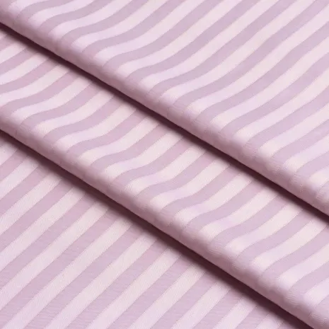 Pudra Pembe Çizgili Pamuk Saten