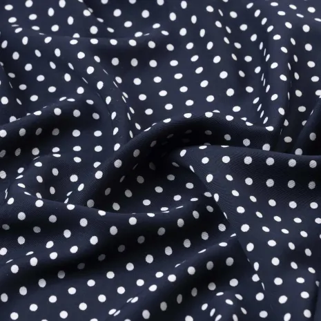 Lacivert Beyaz Puantiyeli Kaşmir Viskon