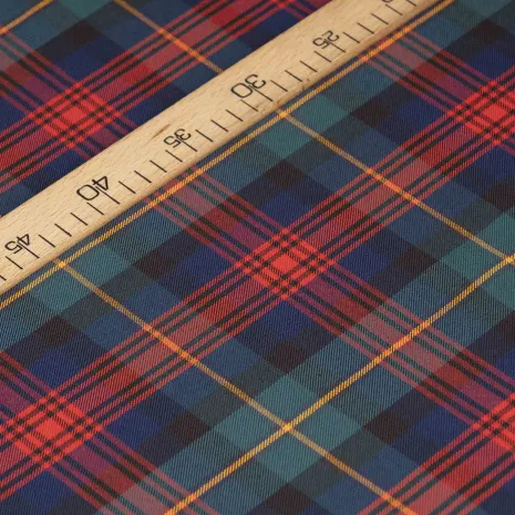 Kırmızı-Yeşil-Sarı Çizgili Ekose Gabardin