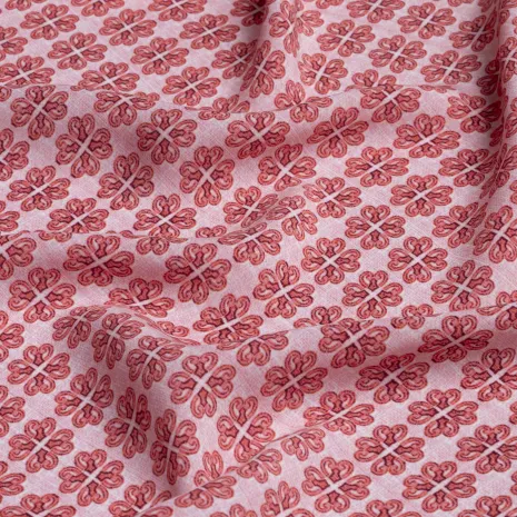 Osmanlı Motifli Kızıl Desen İpeker Cupro Kumaş