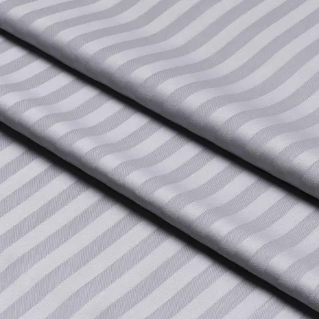 Açık Gri Çizgili Pamuk Saten