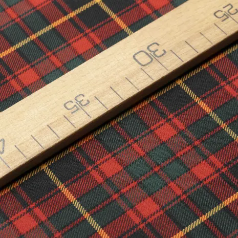 Sarı Çizgili Kırmızı Ekose Gabardin