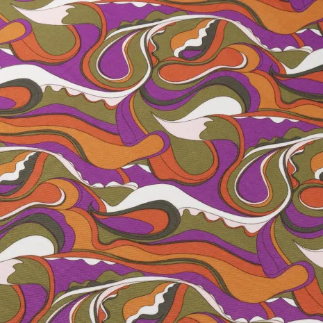 Mor Turuncu Abstrakt Viskon Empirme Kumaş