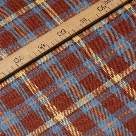 Sarı-Mavi Çizgili Bordo Yün Ekose