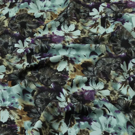 Su Yeşili Büyük Çiçekli Kaşmir Viskon