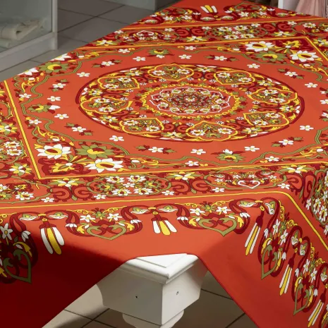 Turuncu Tokat Baskısı Masa Örtüsü