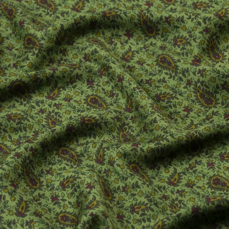 Yeşil Buta Desen Kaşmir Viskon