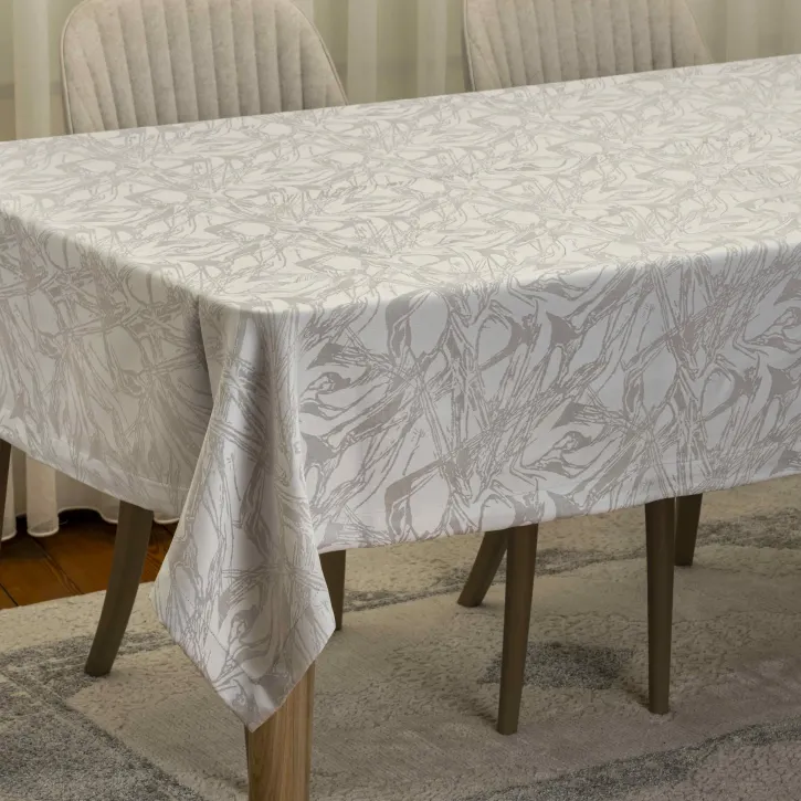 Gri Mermer Desenli Masa Örtüsü