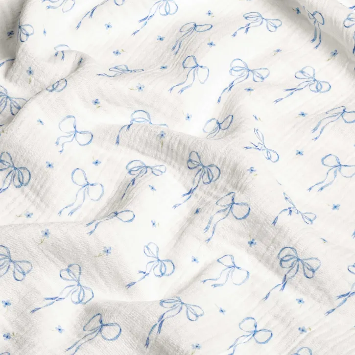 Mavi Fiyonk Desenli Bebek Müslin
