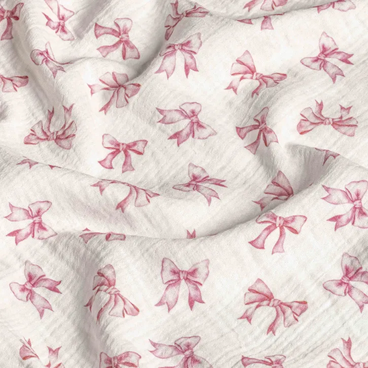 Pembe Fiyonk Desenli Bebek Müslin