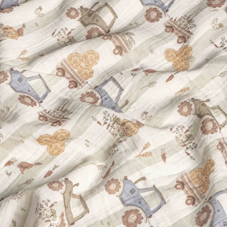 Çiftlik Desenli Bebek Müslin